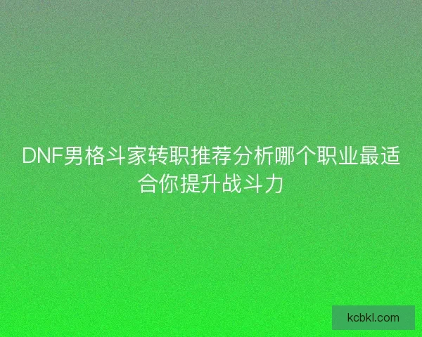 DNF男格斗家转职推荐分析哪个职业最适合你提升战斗力