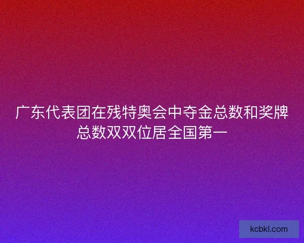 广东代表团在残特奥会中夺金总数和奖牌总数双双位居全国第一