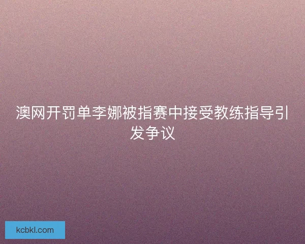 澳网开罚单李娜被指赛中接受教练指导引发争议